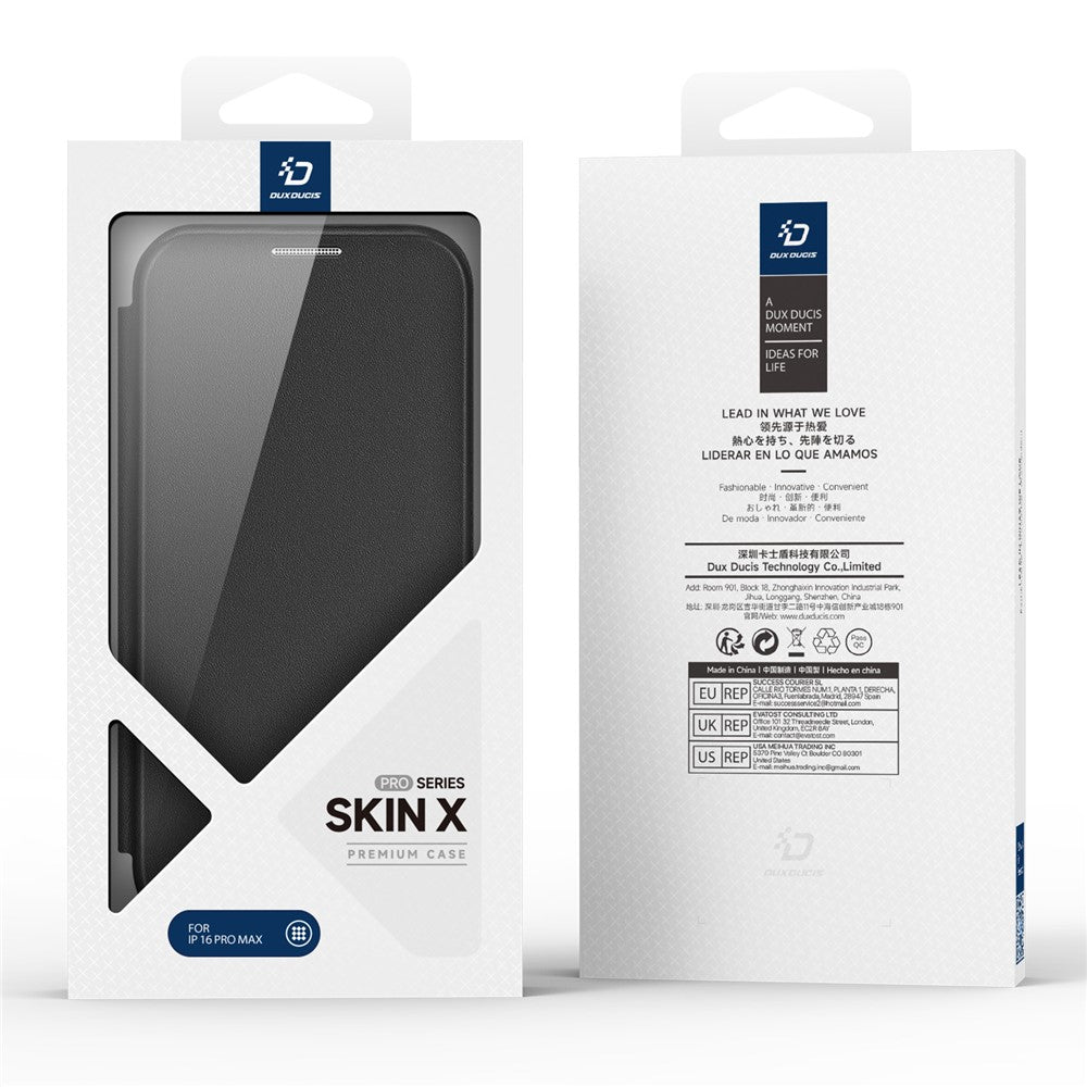 DUX DUCIS Skin X Pro Series for iPhone 16 Pro Max Magnetic Case Kickstand Leather Flip Phone Cover