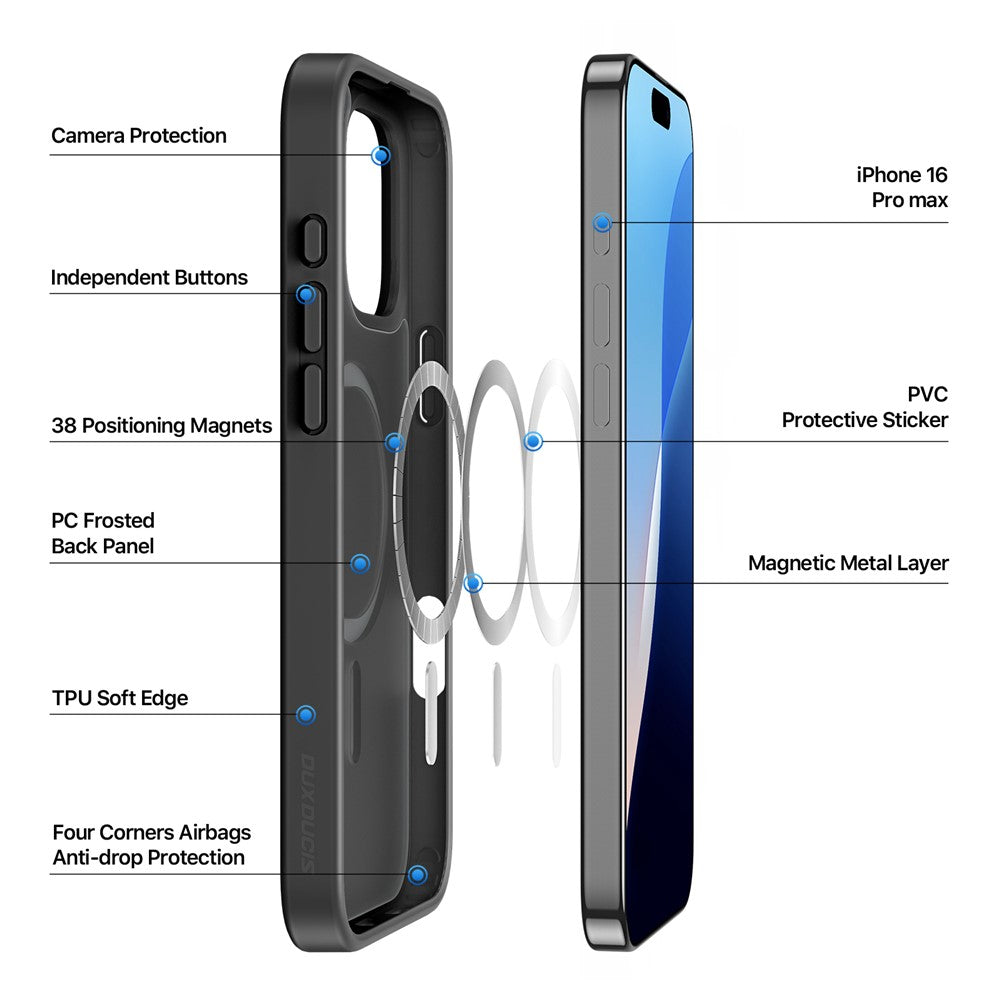 DUX DUCIS Yind Series For iPhone 16 Pro Max Magnetic Case TPU Frame Matte PC Back Phone Cover