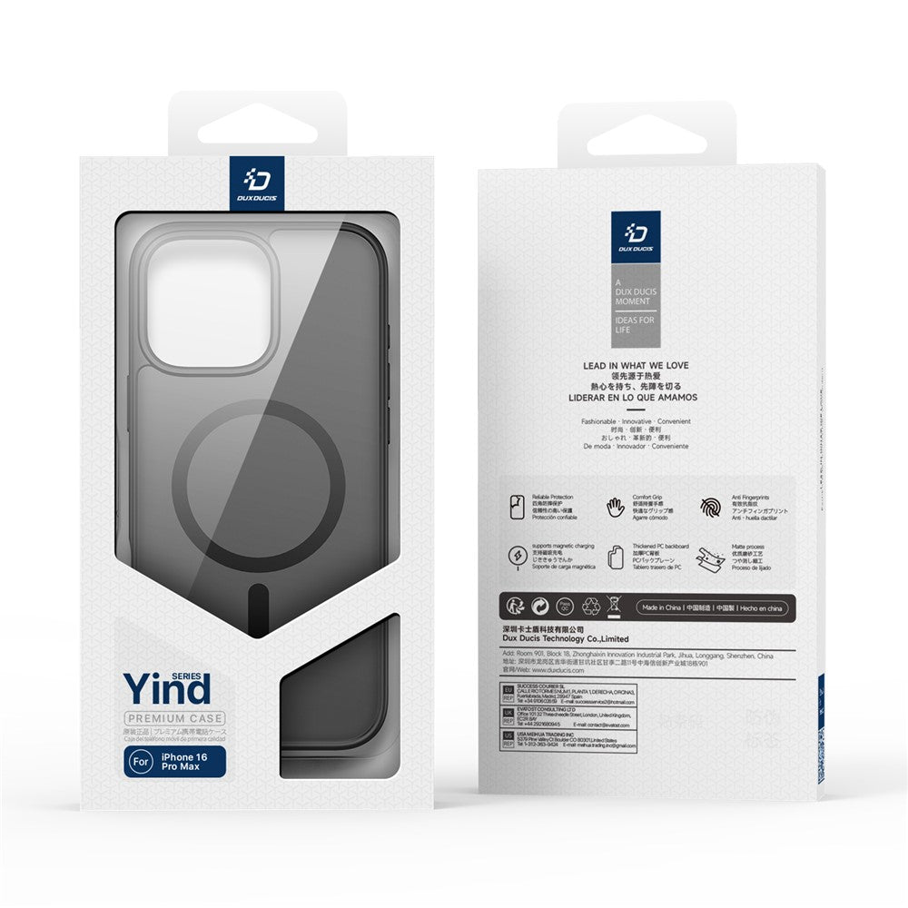 DUX DUCIS Yind Series For iPhone 16 Pro Max Magnetic Case TPU Frame Matte PC Back Phone Cover
