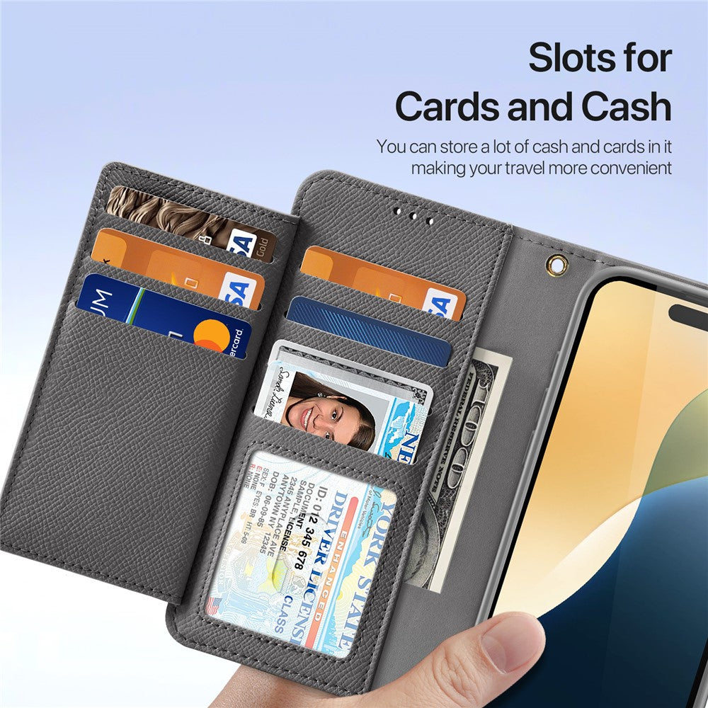 DUX DUCIS Lawa Series for iPhone 16 Pro Magnetic Case Zipper Wallet Detachable Cowhide Leather Cover
