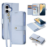 DUX DUCIS Lawa Series for iPhone 16 Magnetic Case Detachable Zipper Wallet Cowhide Leather Cover