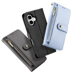 DUX DUCIS Lawa Series for iPhone 16 Magnetic Case Detachable Zipper Wallet Cowhide Leather Cover