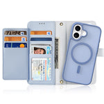 DUX DUCIS Lawa Series for iPhone 16 Magnetic Case Detachable Zipper Wallet Cowhide Leather Cover
