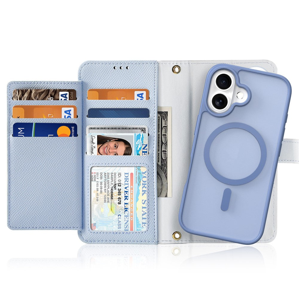 DUX DUCIS Lawa Series for iPhone 16 Magnetic Case Detachable Zipper Wallet Cowhide Leather Cover