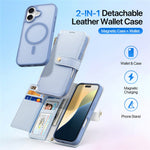 DUX DUCIS Lawa Series for iPhone 16 Magnetic Case Detachable Zipper Wallet Cowhide Leather Cover