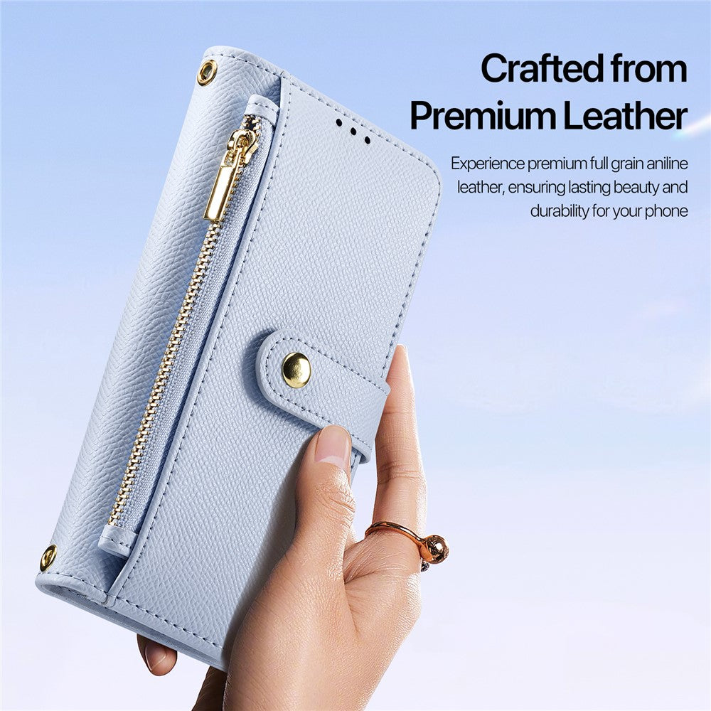 DUX DUCIS Lawa Series for iPhone 16 Magnetic Case Detachable Zipper Wallet Cowhide Leather Cover