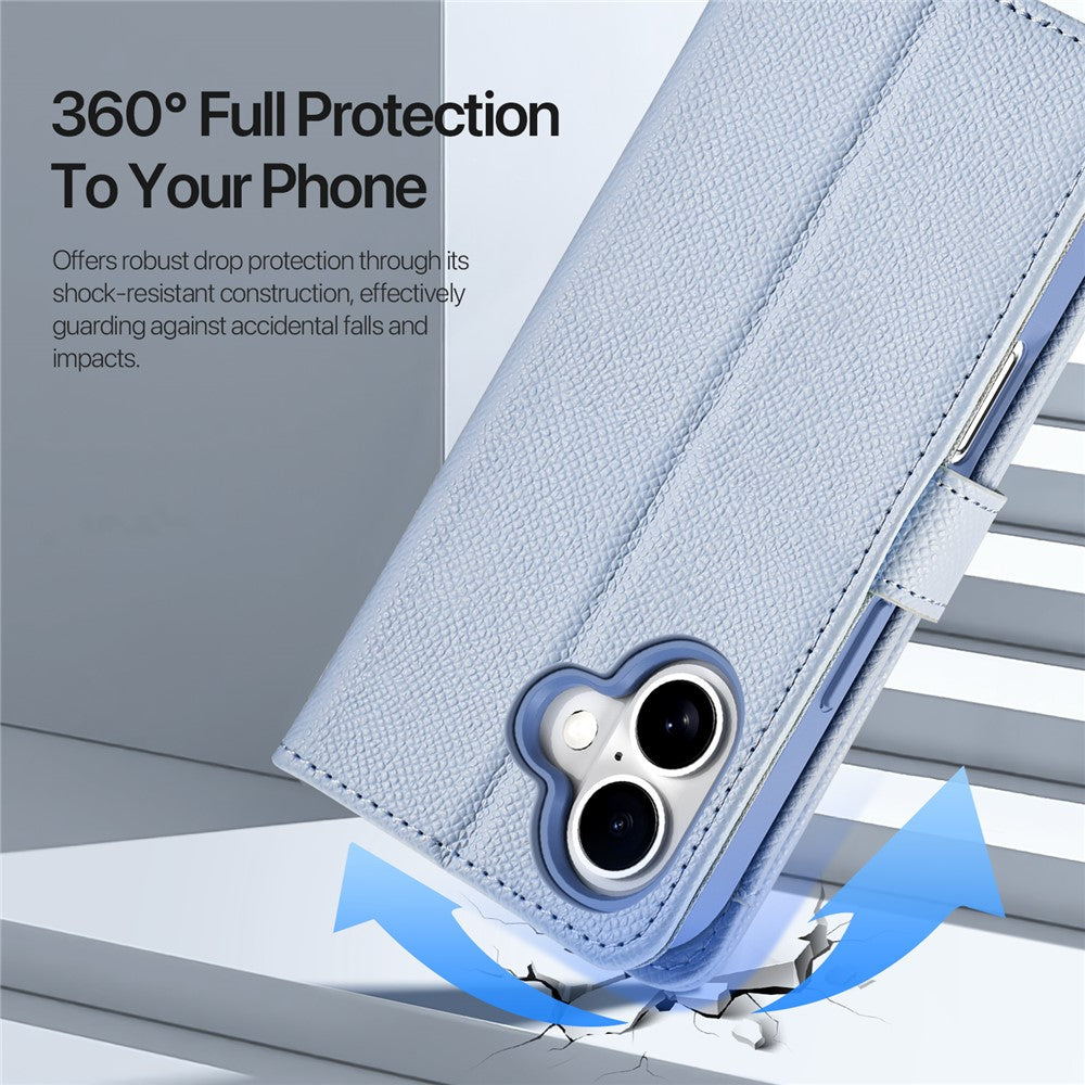 DUX DUCIS Lawa Series for iPhone 16 Magnetic Case Detachable Zipper Wallet Cowhide Leather Cover