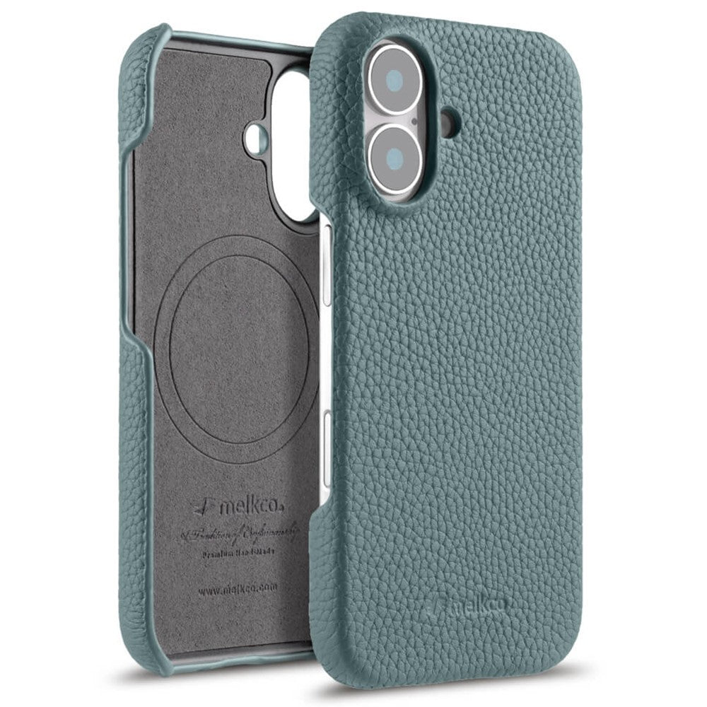 MELKCO til iPhone 16 Plus Cover Ægte Koskind PC Telefoncover Kompatibel med MagSafe