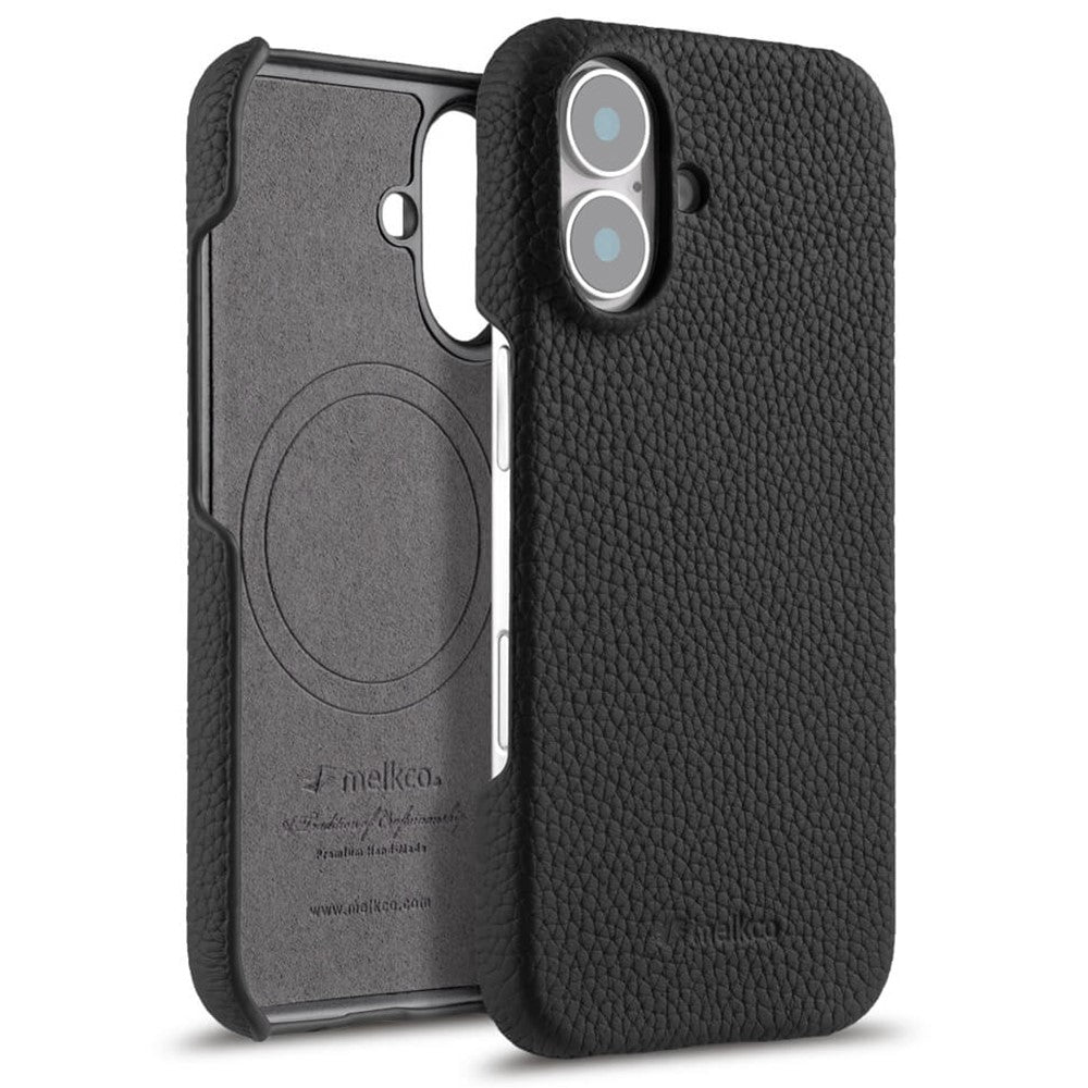 MELKCO til iPhone 16 Plus Cover Ægte Koskind PC Telefoncover Kompatibel med MagSafe