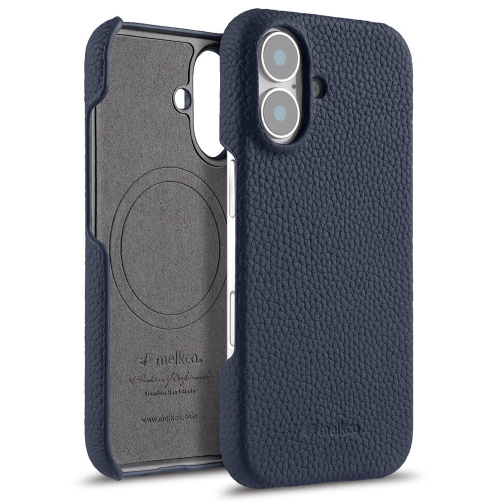 MELKCO til iPhone 16 Plus Cover Ægte Koskind PC Telefoncover Kompatibel med MagSafe