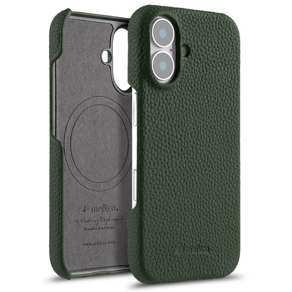 MELKCO til iPhone 16 Plus Cover Ægte Koskind PC Telefoncover Kompatibel med MagSafe