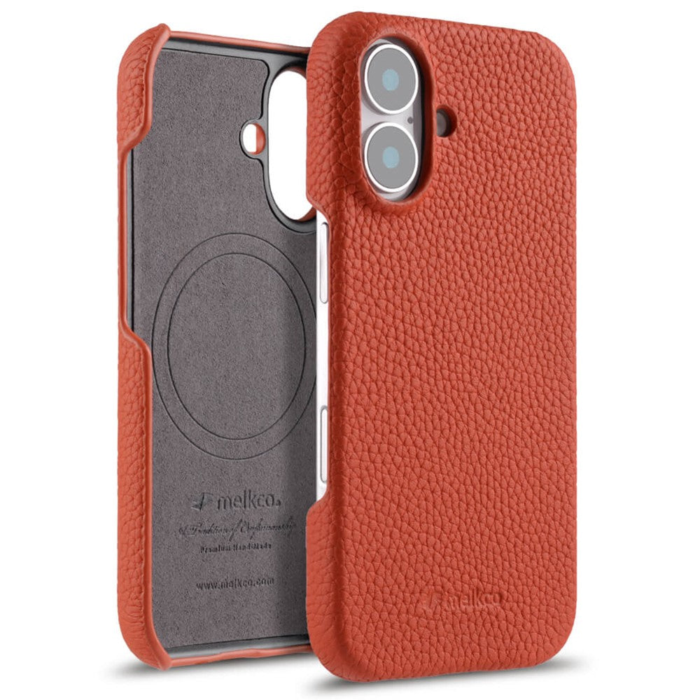 MELKCO til iPhone 16 Plus Cover Ægte Koskind PC Telefoncover Kompatibel med MagSafe