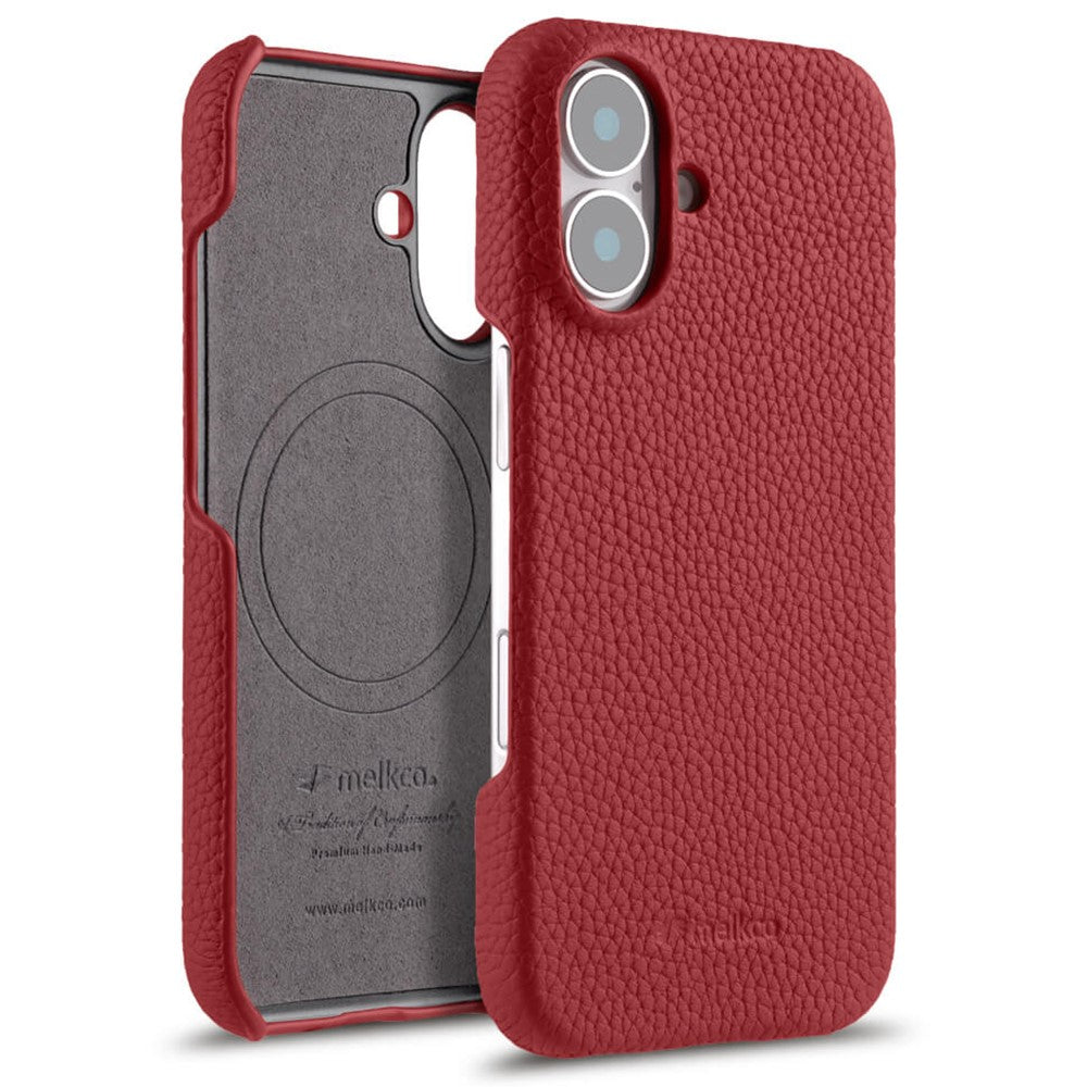 MELKCO til iPhone 16 Plus Cover Ægte Koskind PC Telefoncover Kompatibel med MagSafe
