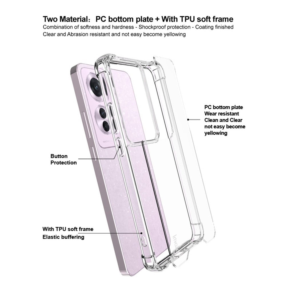 IMAK För Oppo F25 Pro 5G / Reno11 F 5G / Reno11 A 5G Skal PC+TPU Transparent mobilskal