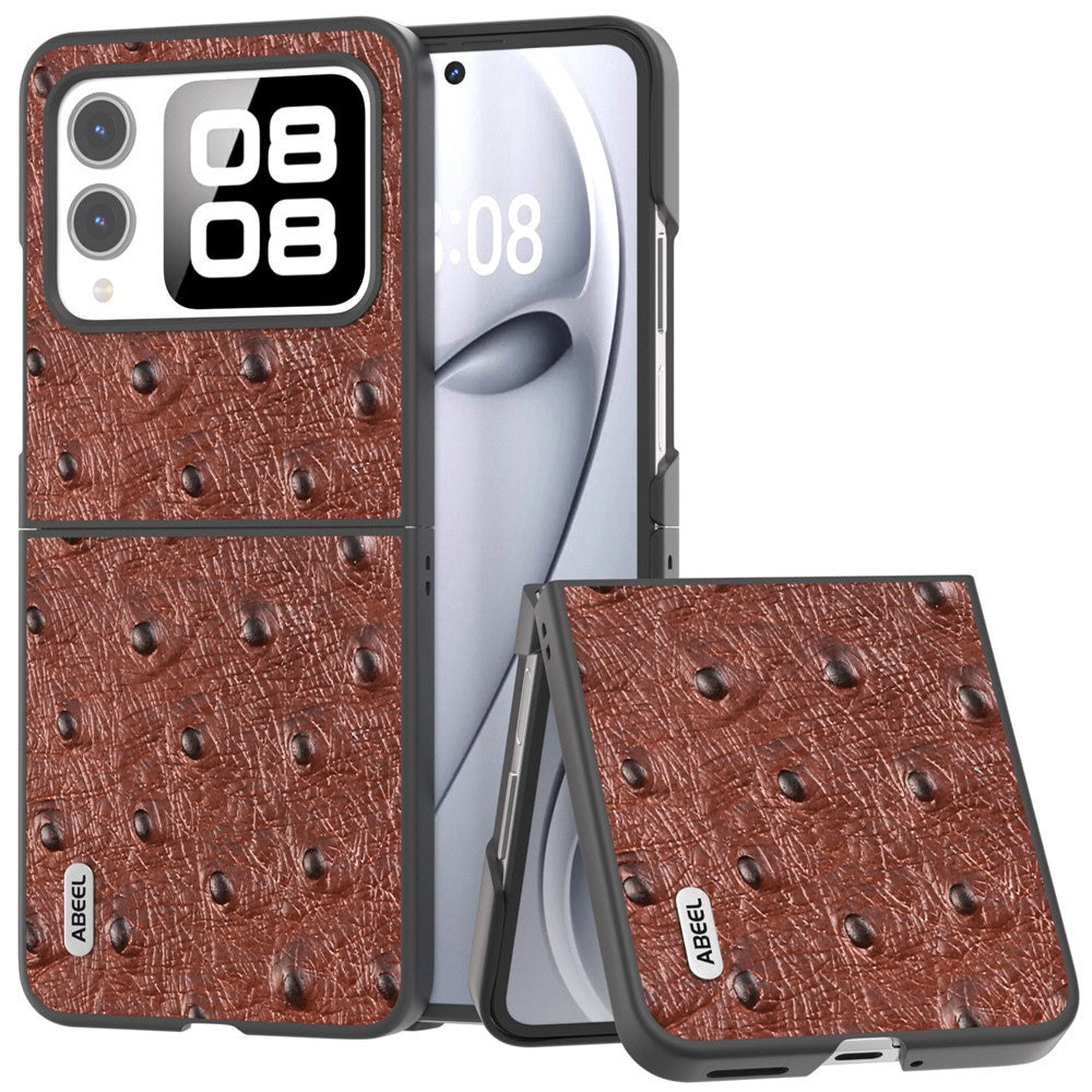 ABEEL For Huawei nova Flip 5G Case Genuine Leather Ostrich Texture Phone Cover