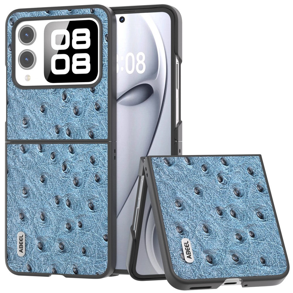 ABEEL For Huawei nova Flip 5G Case Genuine Leather Ostrich Texture Phone Cover