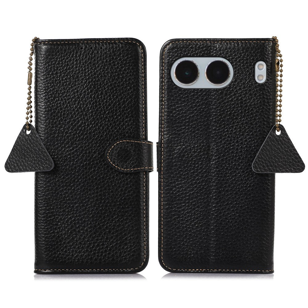 For OnePlus Nord 4 Case RFID Blocking Litchi Texture Genuine Cow Leather Phone Cover