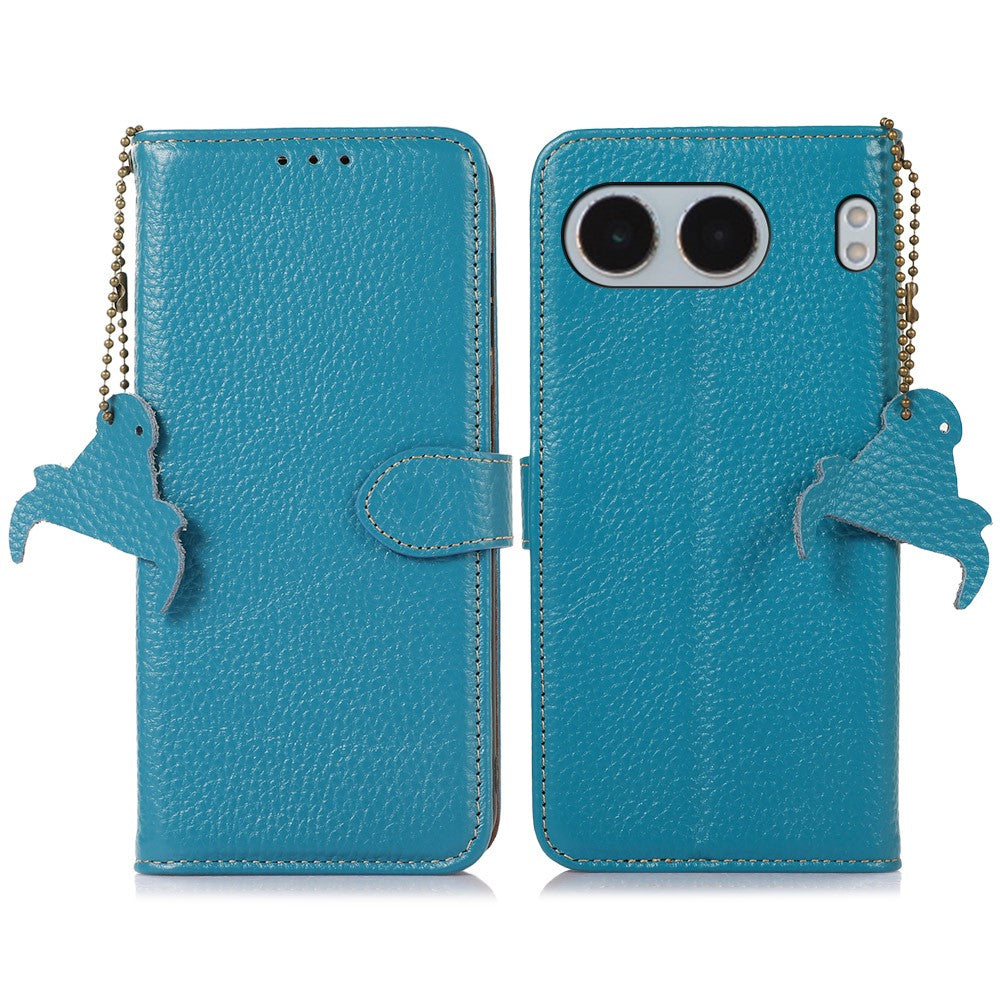 For OnePlus Nord 4 Case RFID Blocking Litchi Texture Genuine Cow Leather Phone Cover