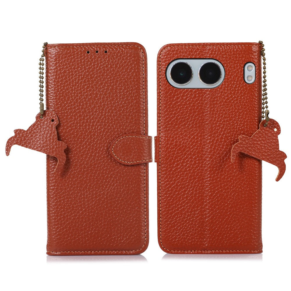 For OnePlus Nord 4 Case RFID Blocking Litchi Texture Genuine Cow Leather Phone Cover