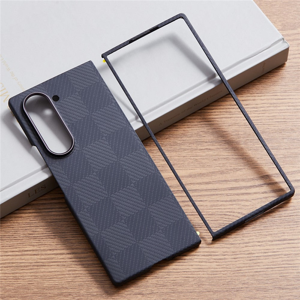 Til Samsung Galaxy Z Fold6 5G-cover Firkantet gittermønster Aramidfiber Telefoncover Magnetisk cover