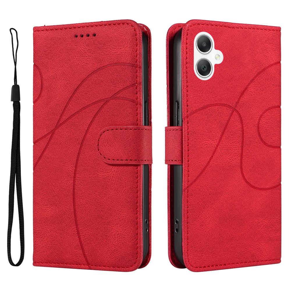 For Samsung Galaxy A08 5G / A08 4G / A07 4G / A06 4G / A06 5G Case Stand Wallet Leather Phone Cover Curved Line Wrist Strap