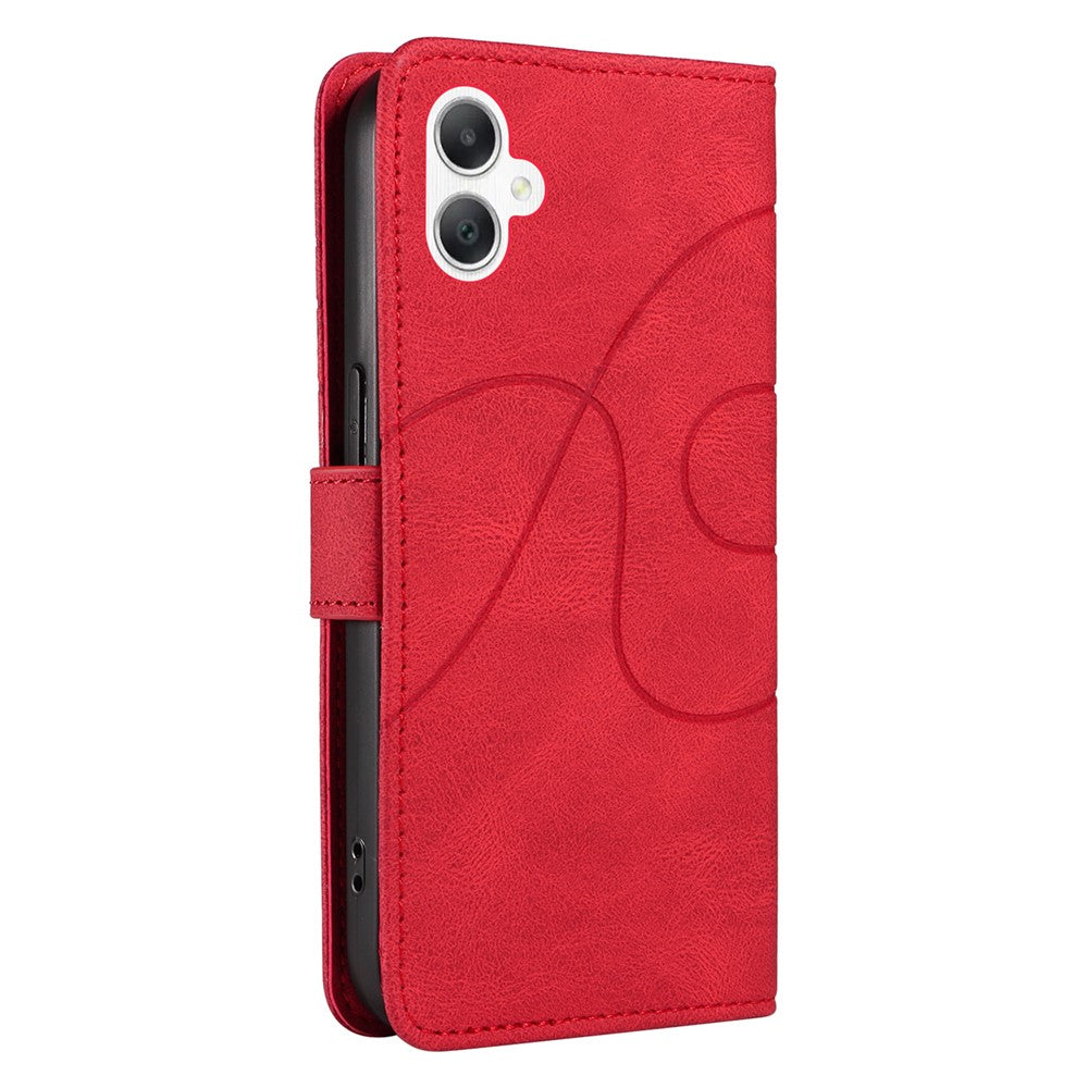 For Samsung Galaxy A08 5G / A08 4G / A07 4G / A06 4G / A06 5G Case Stand Wallet Leather Phone Cover Curved Line Wrist Strap