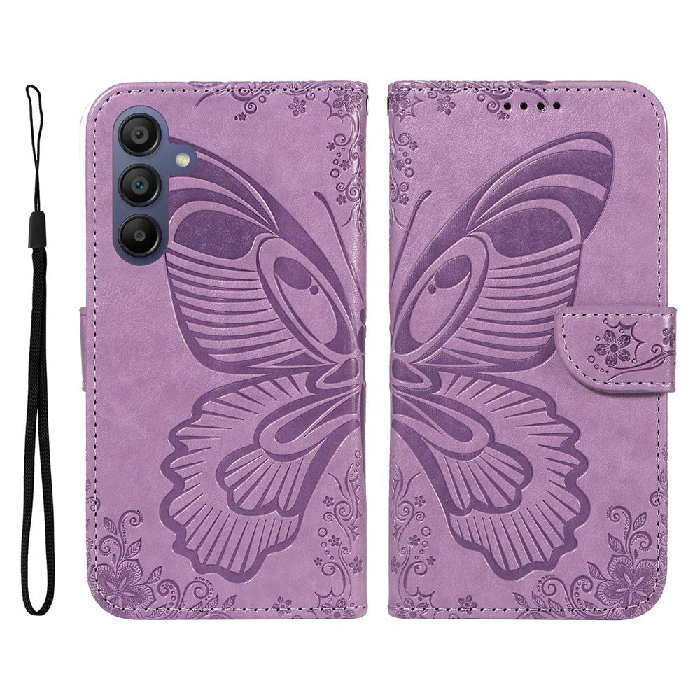 Samsung Galaxy A18 5G / A18 4G A17 5G / A17 4G / A26 5G / A16 5G / A16 4G-cover med sommerfuglemønster, foldbart læderpung-mobilcover