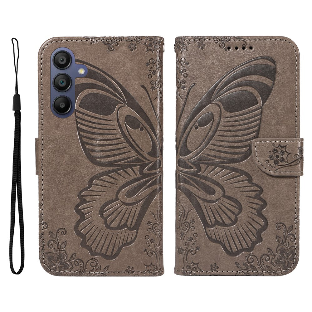 Samsung Galaxy A18 5G / A18 4G A17 5G / A17 4G / A26 5G / A16 5G / A16 4G-cover med sommerfuglemønster, foldbart læderpung-mobilcover