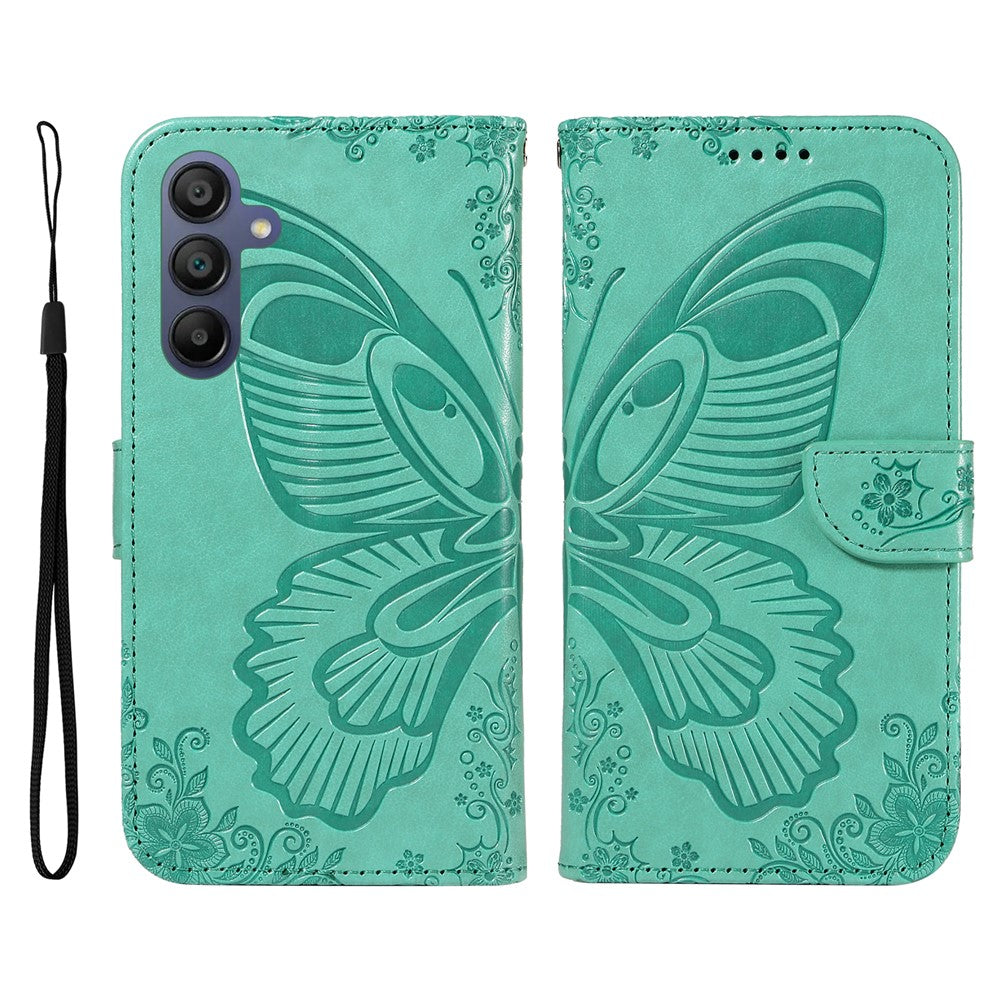 Samsung Galaxy A18 5G / A18 4G A17 5G / A17 4G / A26 5G / A16 5G / A16 4G-cover med sommerfuglemønster, foldbart læderpung-mobilcover