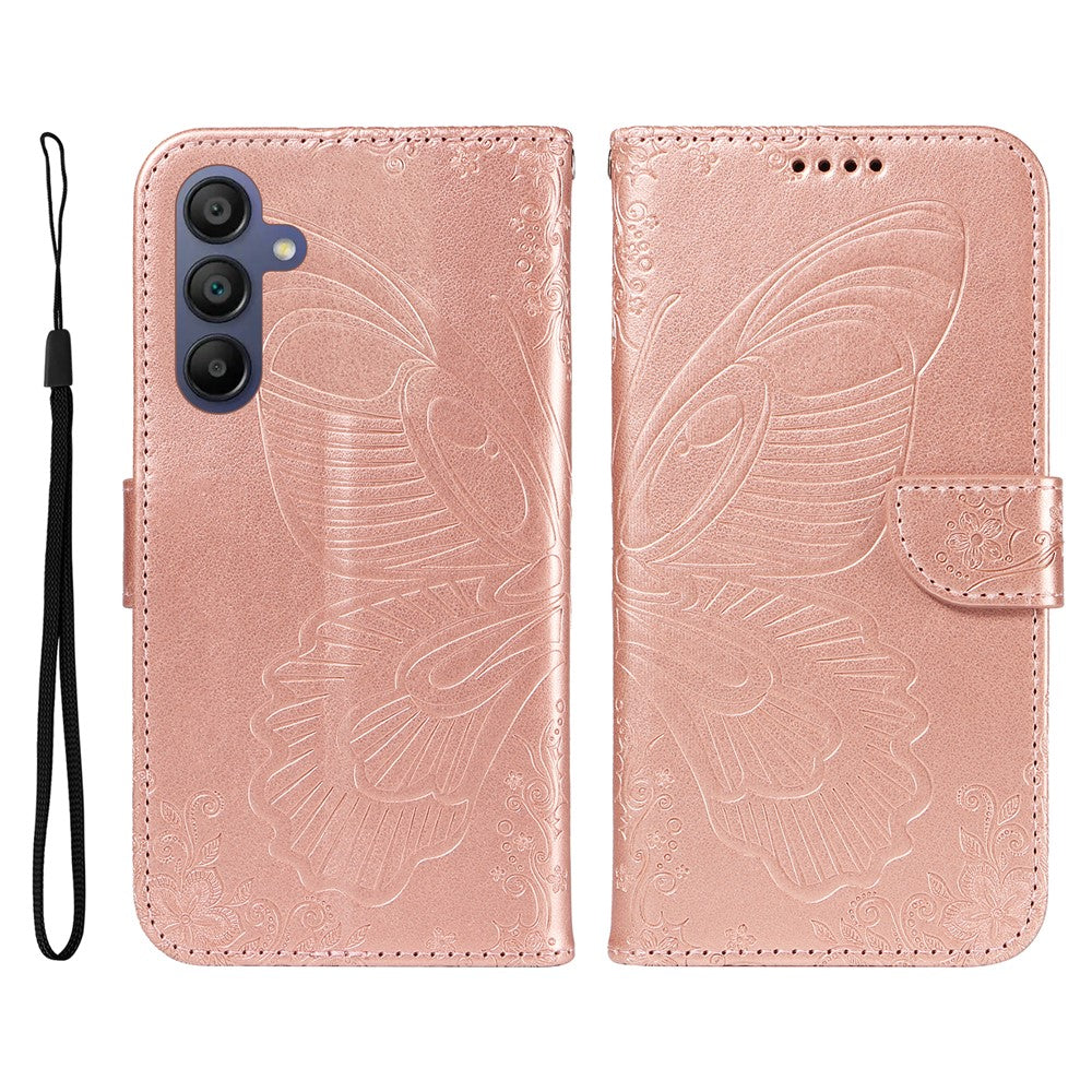 Samsung Galaxy A18 5G / A18 4G A17 5G / A17 4G / A26 5G / A16 5G / A16 4G-cover med sommerfuglemønster, foldbart læderpung-mobilcover