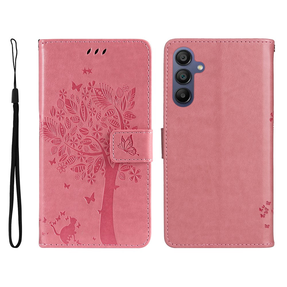 Til Samsung Galaxy A18 5G / A17 5G / A17 4G / A26 5G / A16 5G / A16 4G Telefoncover med stativ Katte træ mønster Læderpung Mobilcover