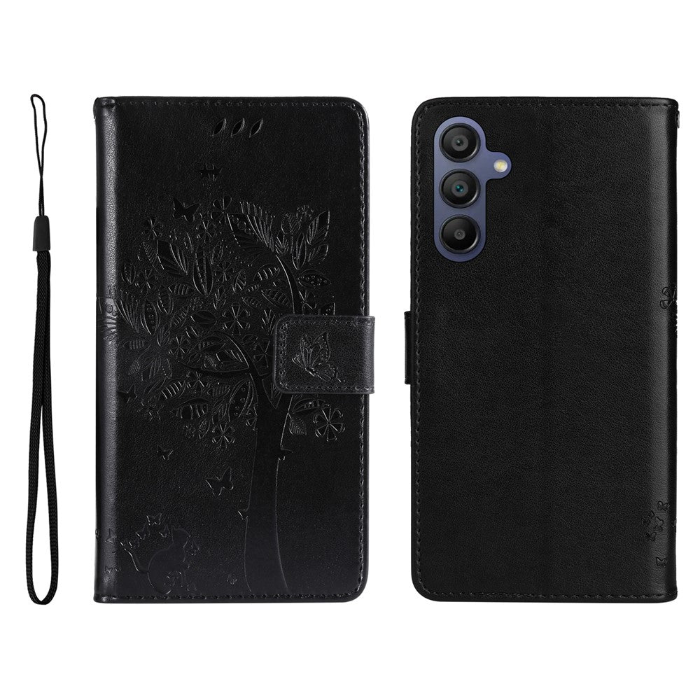Til Samsung Galaxy A18 5G / A17 5G / A17 4G / A26 5G / A16 5G / A16 4G Telefoncover med stativ Katte træ mønster Læderpung Mobilcover