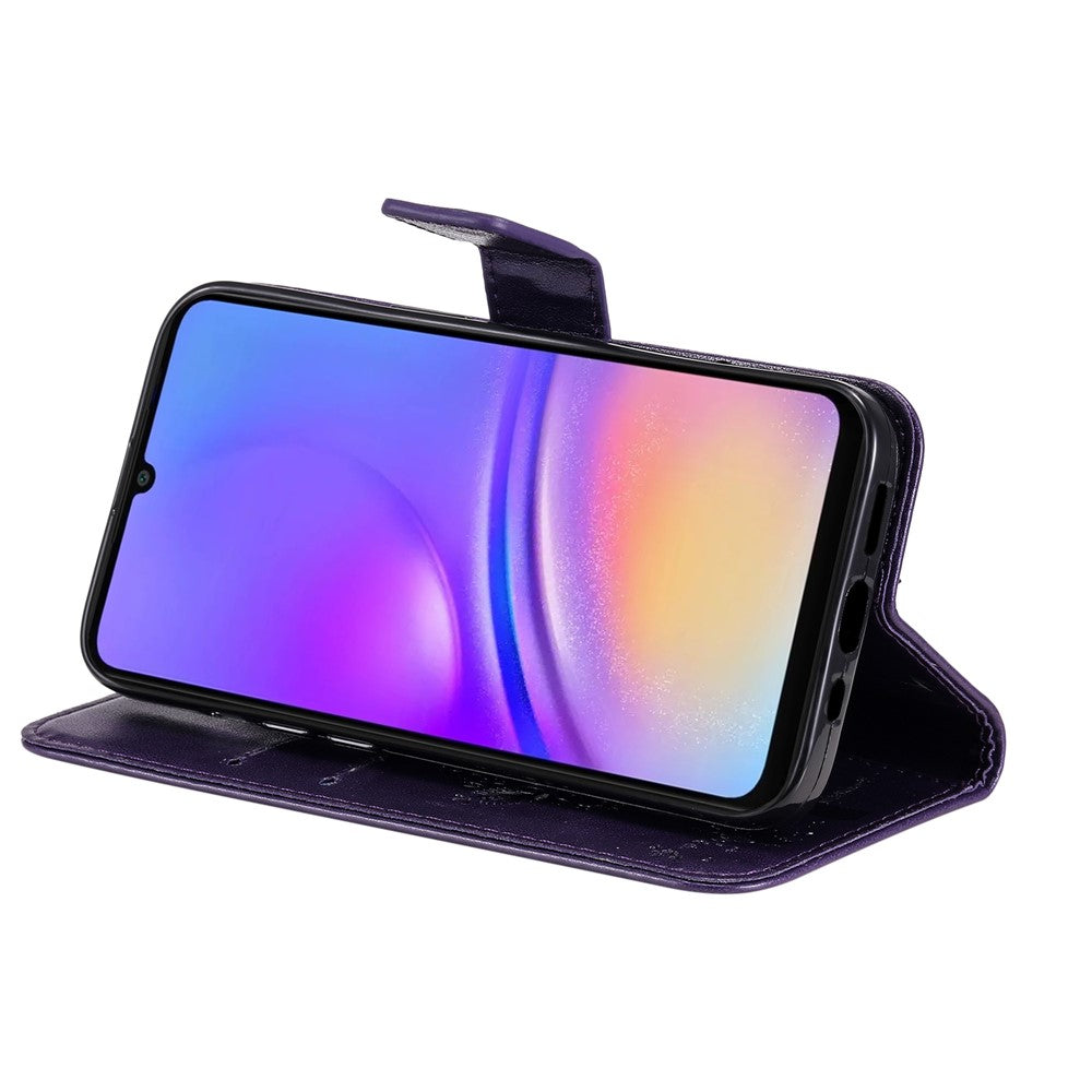 Til Samsung Galaxy A08 5G / A08 4G / A07 4G / A06 4G / A06 5G telefoncover med stand, kattetræsmønster, læderpung, mobilcover