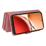 Oppo Reno12 F 5G Plånboksfodral med dragkedja, 15 kortfack och rem i läder