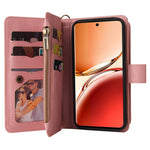 Oppo Reno12 F 5G Plånboksfodral med dragkedja, 15 kortfack och rem i läder