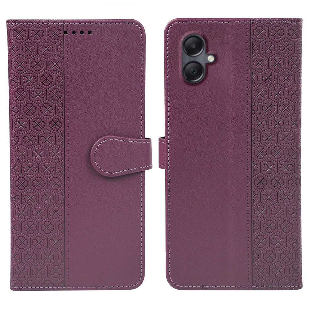 For Samsung Galaxy A06 4G Case Magnetic Clasp Four-Leaf Clover Leather Phone Cover