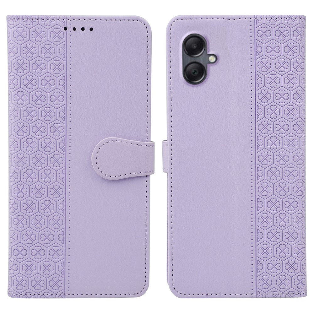 For Samsung Galaxy A06 4G Case Magnetic Clasp Four-Leaf Clover Leather Phone Cover