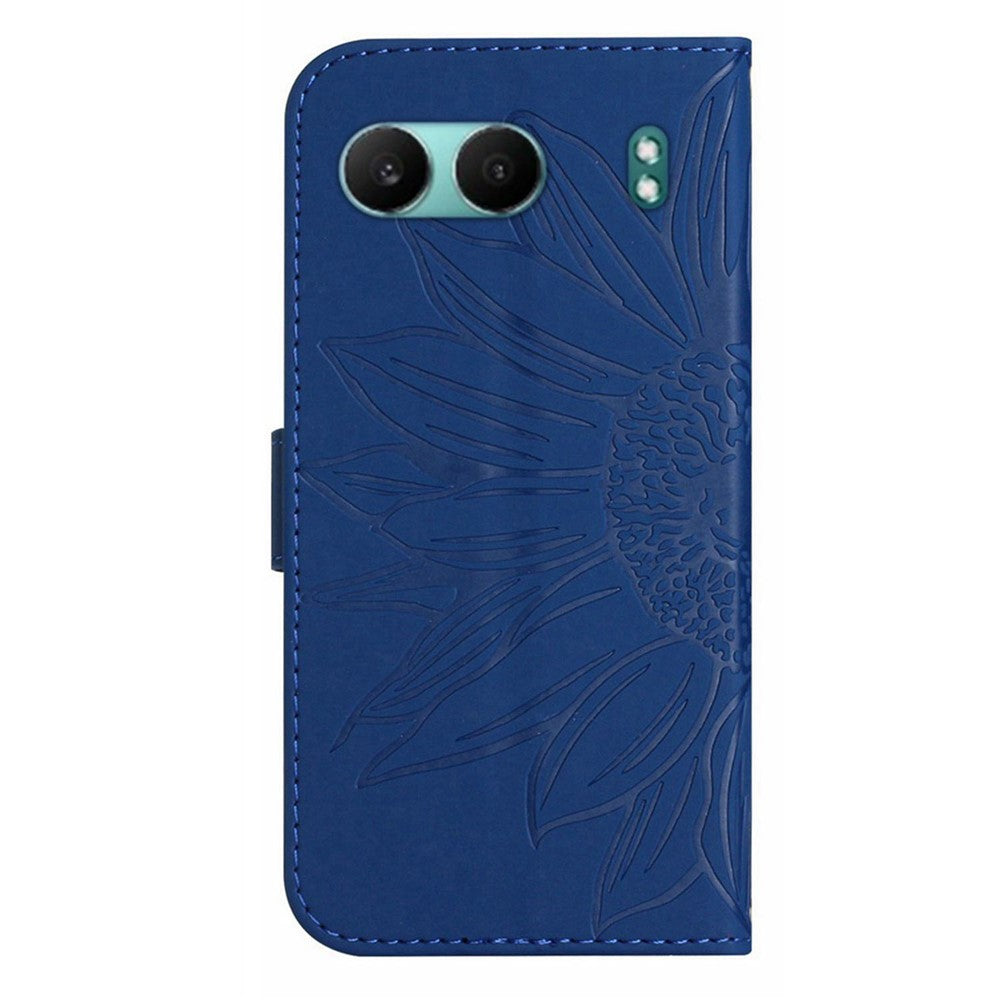HT04 För OnePlus Nord 4 Skal Sunflower Imprint Läderplånbok mobilskal med Handledsrem
