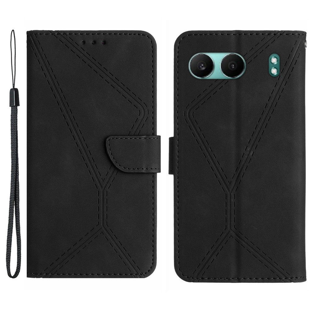 HT05 För OnePlus Nord 4 Skal Skin-Touch Lines PU Läder Flipfodral