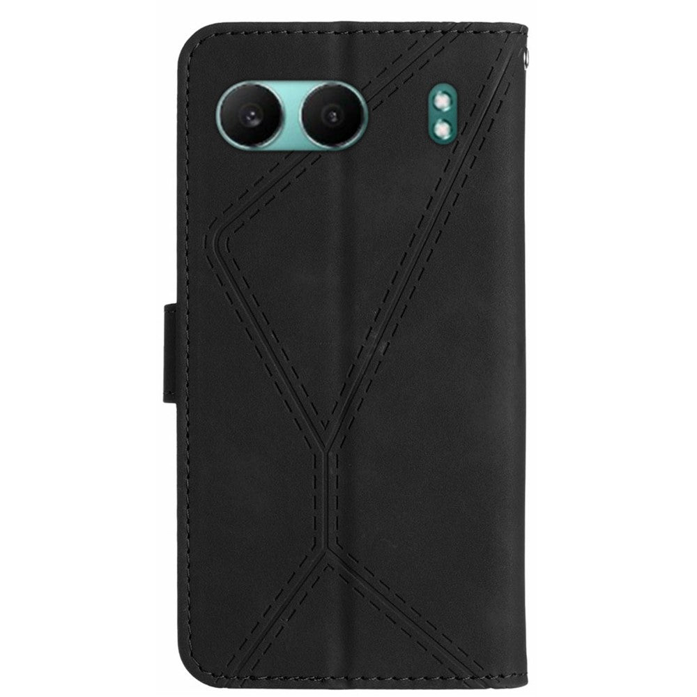 HT05 För OnePlus Nord 4 Skal Skin-Touch Lines PU Läder Flipfodral