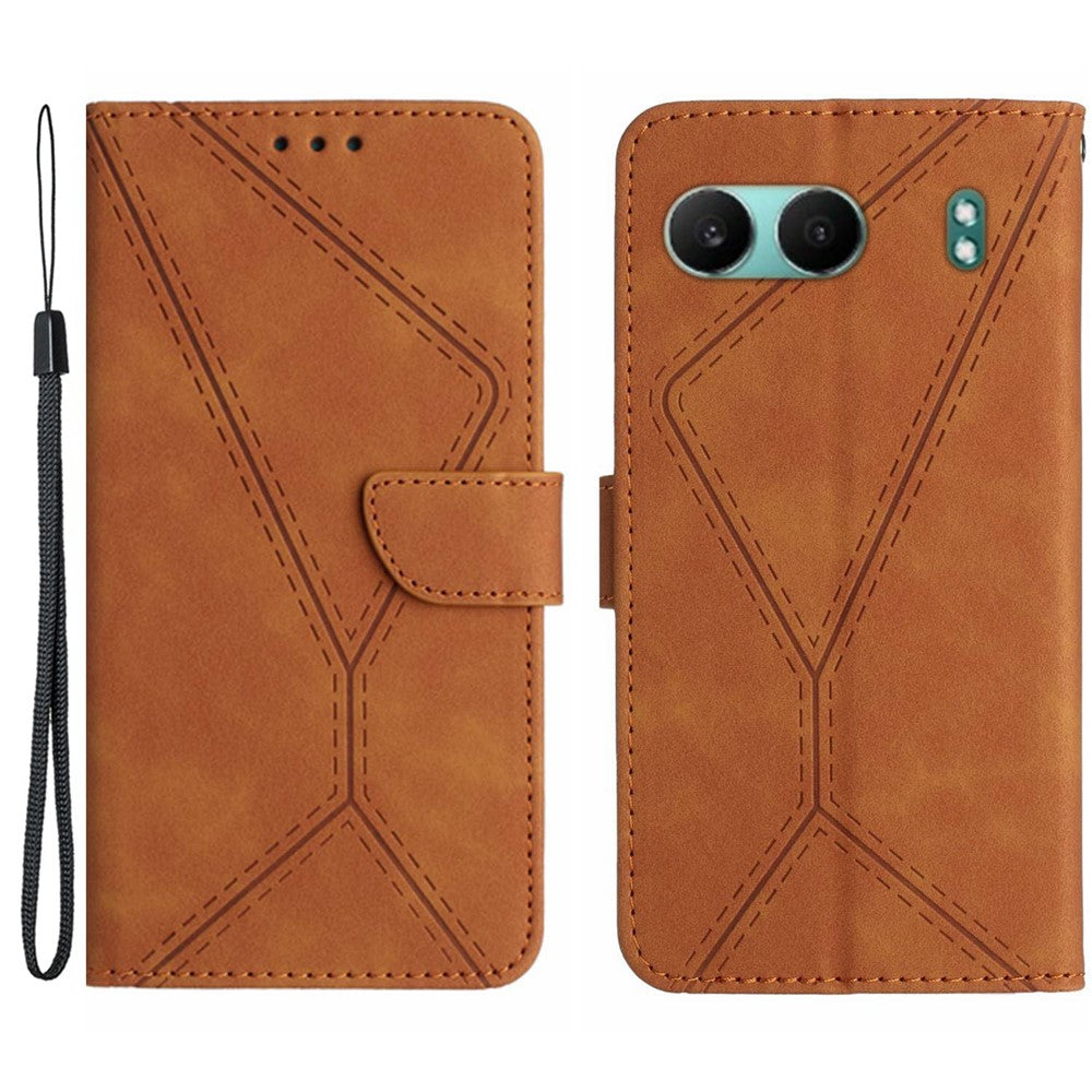 HT05 För OnePlus Nord 4 Skal Skin-Touch Lines PU Läder Flipfodral