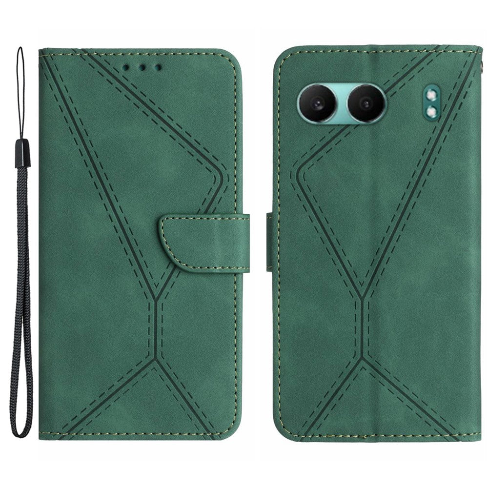 HT05 För OnePlus Nord 4 Skal Skin-Touch Lines PU Läder Flipfodral