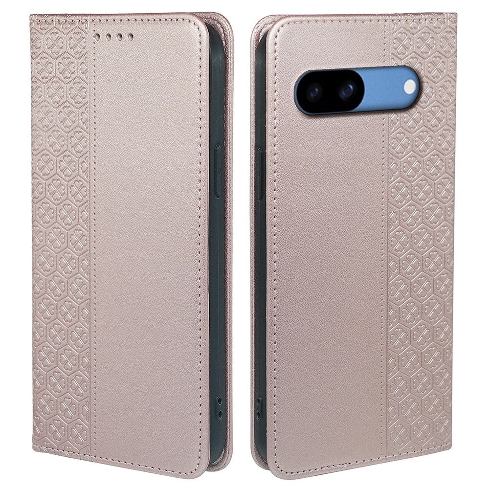 Til Google Pixel 8a Cover Firekløver Læder Flip Telefoncover Stativ Tegnebog
