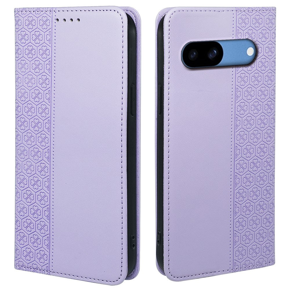 Til Google Pixel 8a Cover Firekløver Læder Flip Telefoncover Stativ Tegnebog