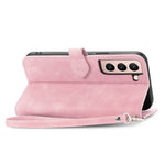 Til Samsung Galaxy S21 5G / S21 4G lynlåspung-etui med rem og blomsterprint i PU-læder