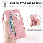 Til Samsung Galaxy S21 5G / S21 4G lynlåspung-etui med rem og blomsterprint i PU-læder