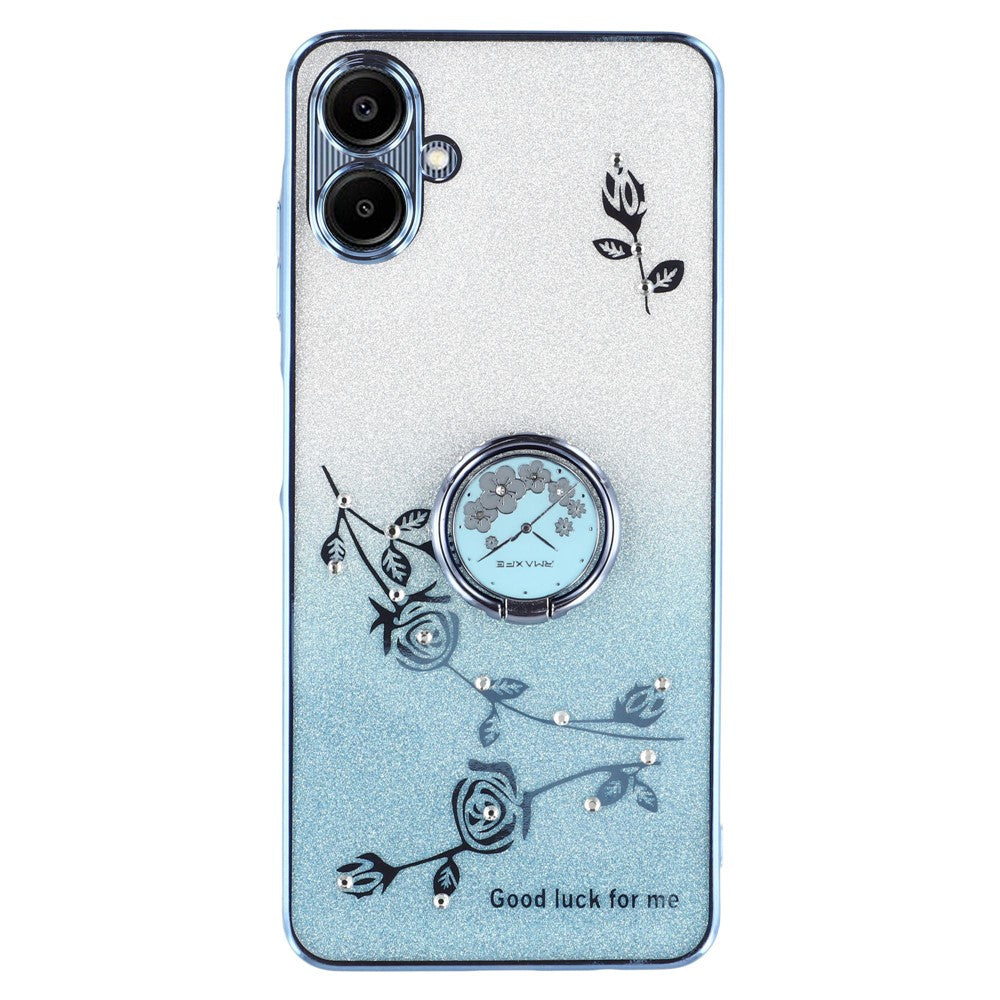 KADEM til Samsung Galaxy A06 4G cover Ring Støtteben TPU Blomster Telefoncover Gradient Glitter