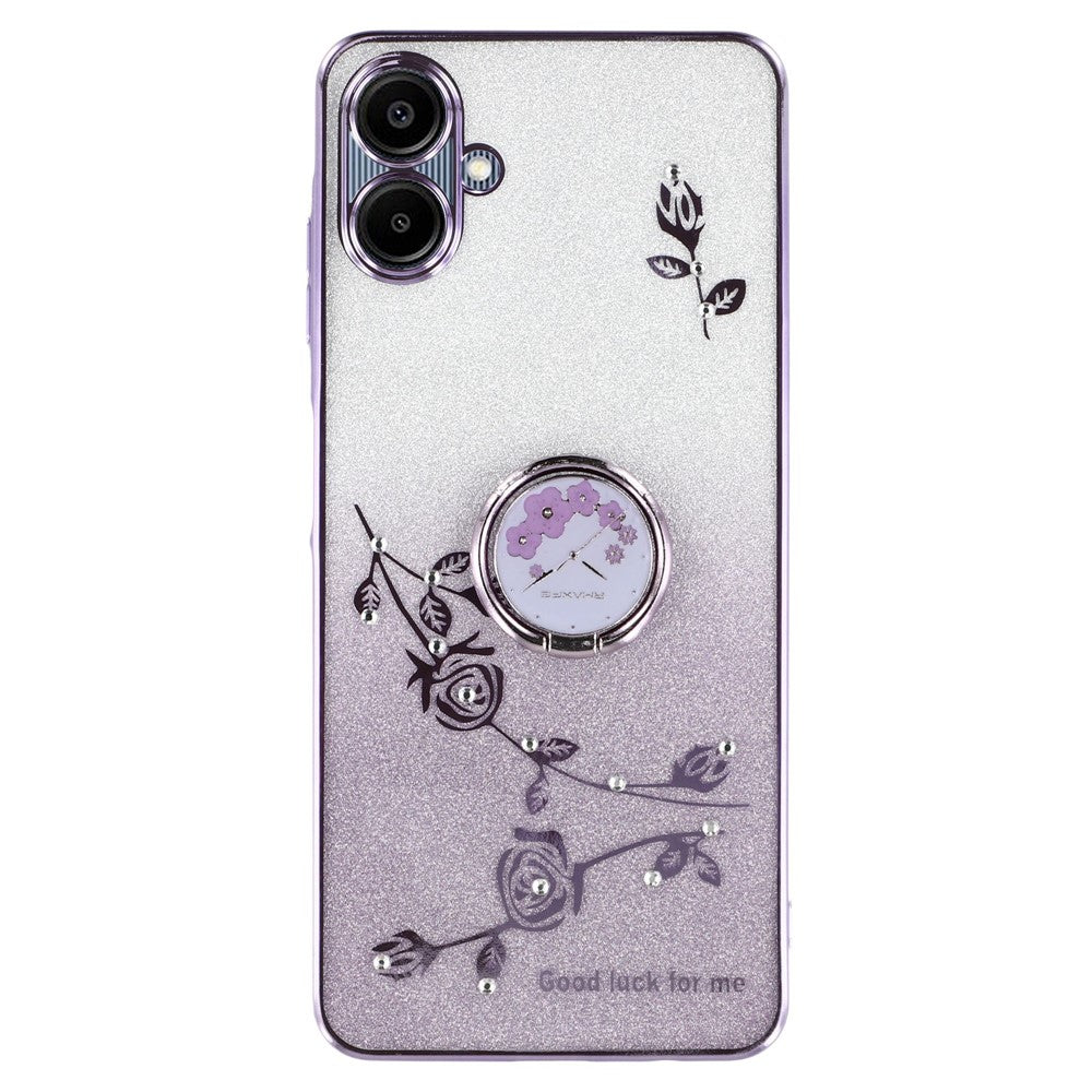 KADEM til Samsung Galaxy A06 4G cover Ring Støtteben TPU Blomster Telefoncover Gradient Glitter