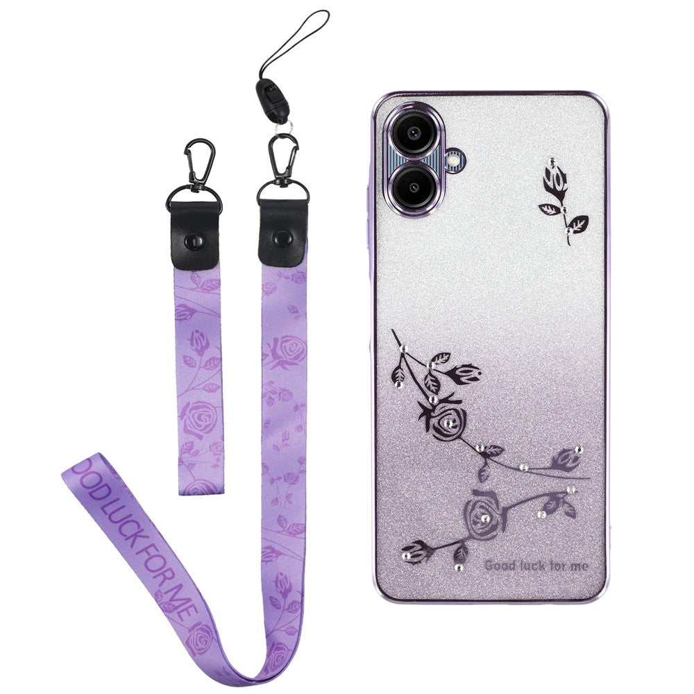 KADEM til Samsung Galaxy A06 4G Etui Blomstermønster TPU Gradient Telefoncover med Snor