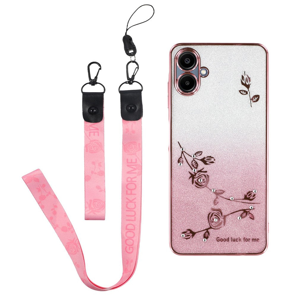 KADEM til Samsung Galaxy A06 4G Etui Blomstermønster TPU Gradient Telefoncover med Snor